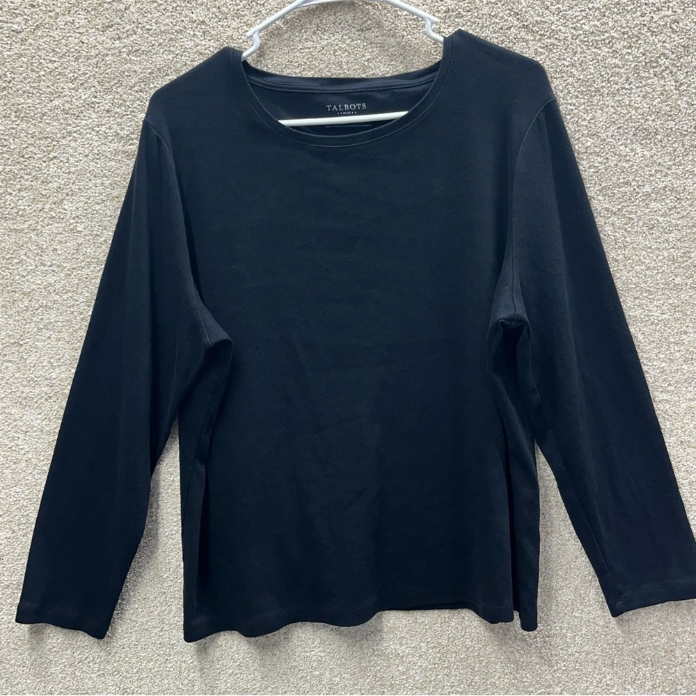 Imperfect Talbots 100% cotton long sleeved black shirt stretchy layering minimal